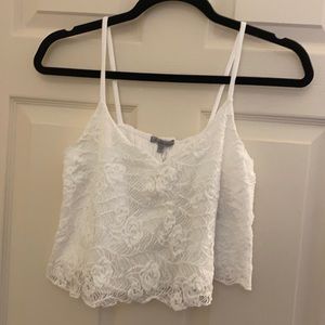 White Lace Crop Tank Top